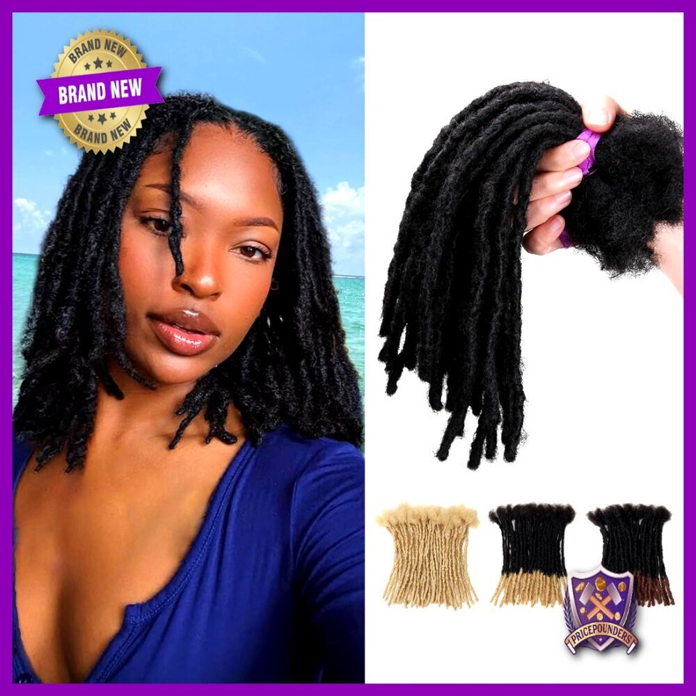 Human Hair Dreadlock Extensions Interlocking Soft Natural Boho Style 10 Inch